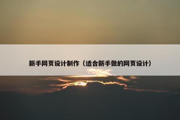 新手网页设计制作（适合新手做的网页设计）
