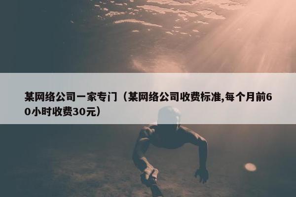 某网络公司一家专门（某网络公司收费标准,每个月前60小时收费30元）