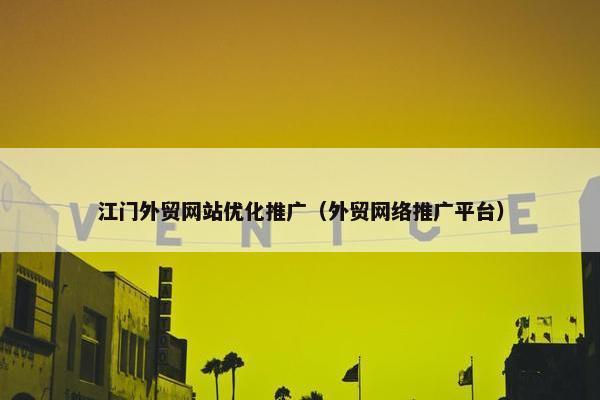 江门外贸网站优化推广（外贸网络推广平台）