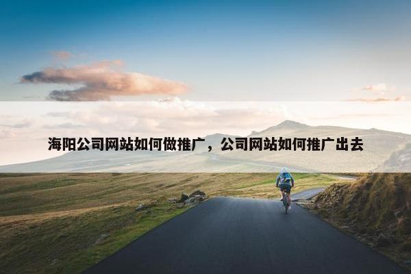海阳公司网站如何做推广，公司网站如何推广出去