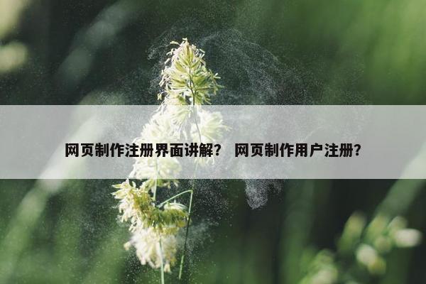 网页制作注册界面讲解？ 网页制作用户注册？