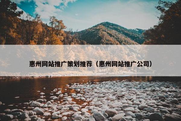 惠州网站推广策划推荐（惠州网站推广公司）