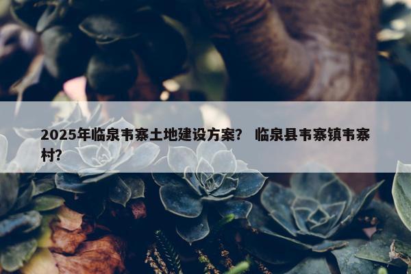 2025年临泉韦寨土地建设方案？ 临泉县韦寨镇韦寨村？